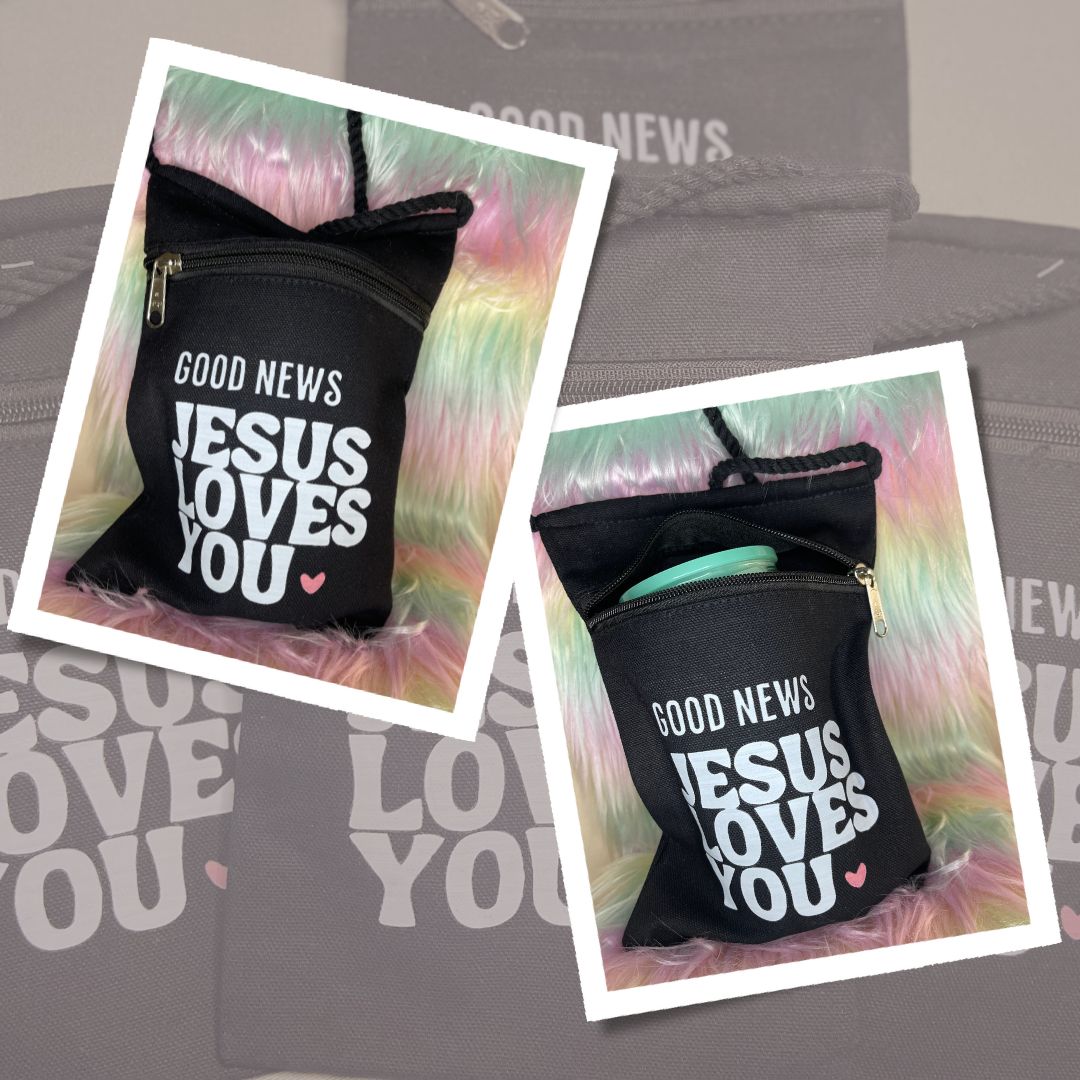Good News Jesus Loves You Mini Cross Body Tote